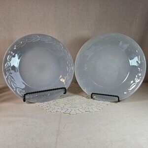 Fire King Gray Laurel Dinner Plates 9" Set Of 2 Vintage USA Glassware